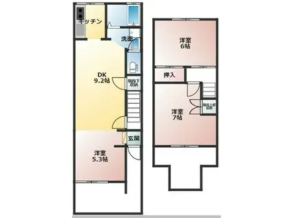 ＭＩＮＣＡ（日和町）(3DK)の間取り写真