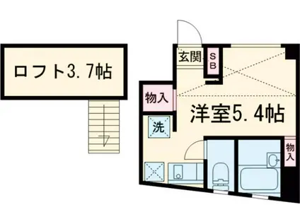 バーミープレイス上北沢Ⅱ(ワンルーム/1階)の間取り写真