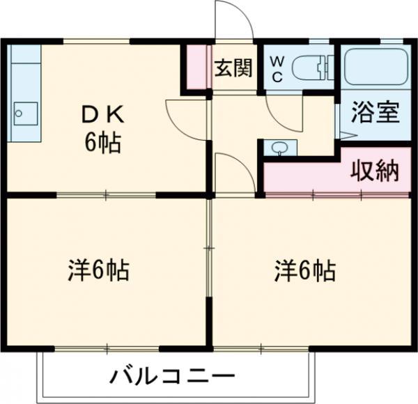 コーポ松栄(2DK/1階)の間取り写真