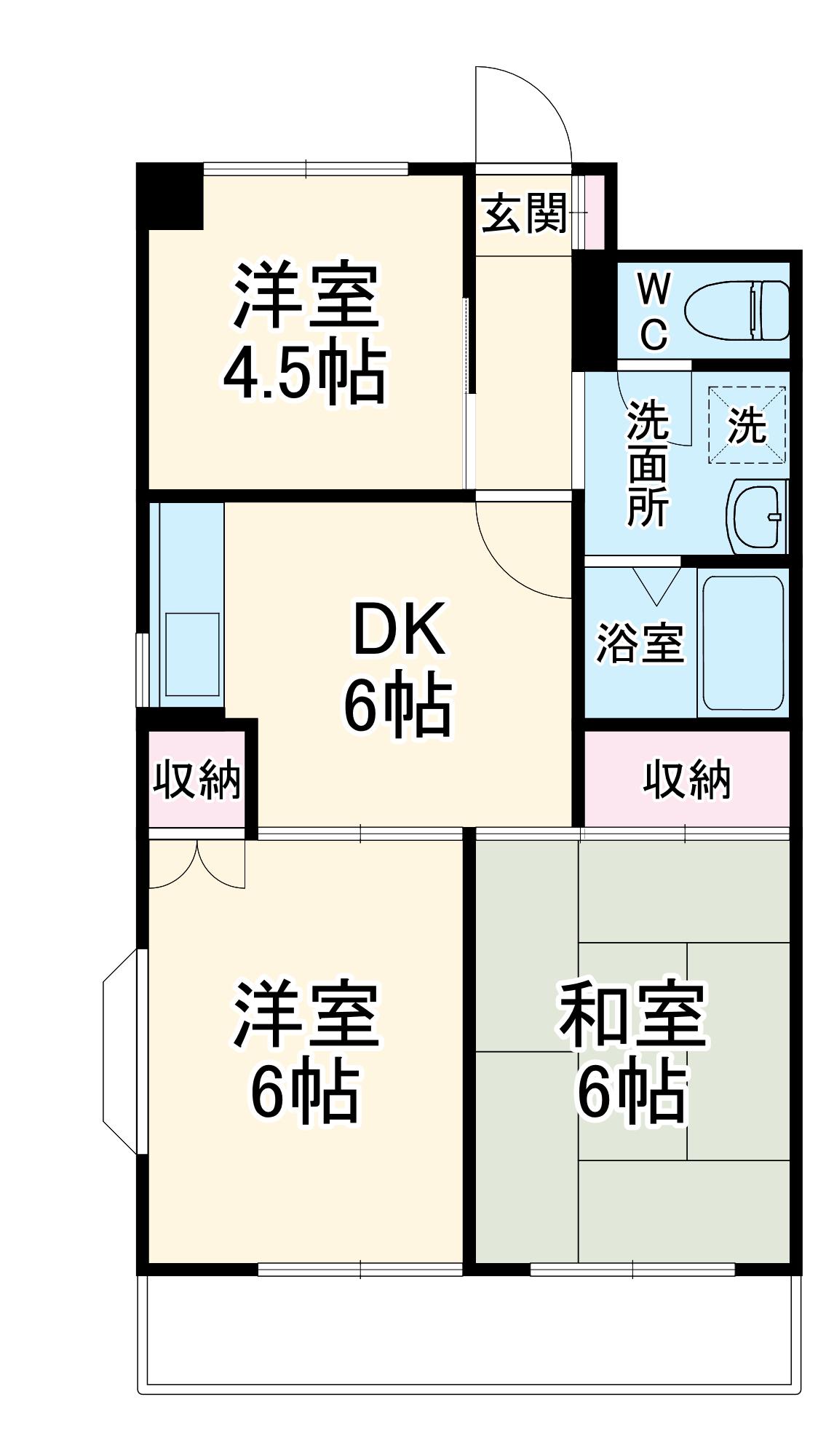 パラマウント野川(3DK/3階)の間取り写真