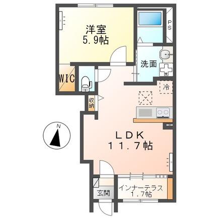 ラビアンローゼ(1LDK/1階)の間取り写真