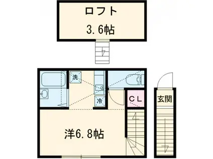YUKIドミール新小岩(ワンルーム/2階)の間取り写真