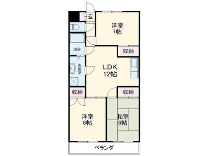 羽田第二ビル(3LDK/1階)の間取り写真
