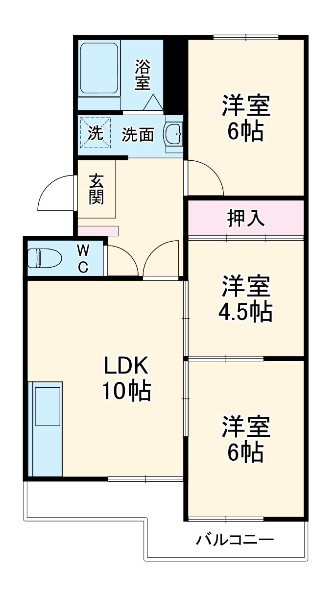 I・Cコーポ彦尾(3LDK/1階)の間取り写真