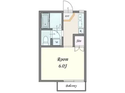 ファミーユ西野(1K/1階)の間取り写真