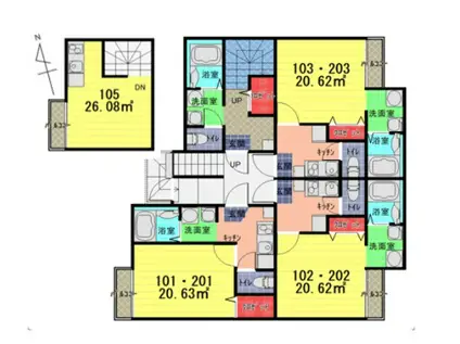 東武鉄道野田線 七里駅 徒歩12分 2階建 築3年(1K/1階)の間取り写真