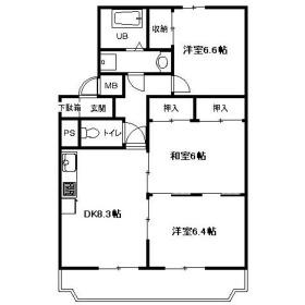 ハーティーハイム山崎(3DK/3階)の間取り写真