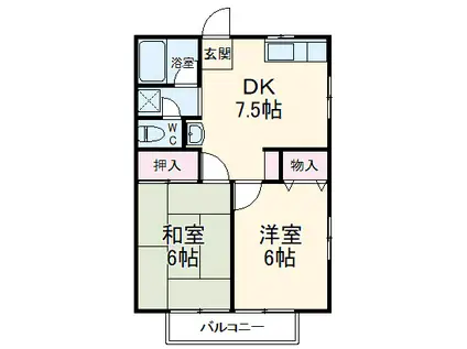 第2ハウスグリーン(2DK/2階)の間取り写真