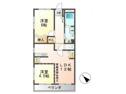 シャルムベルシー(2LDK/1階)の間取り写真