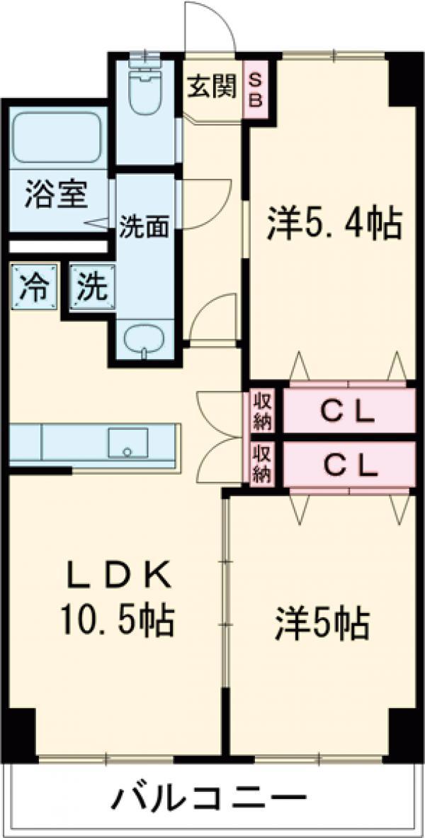 PARK MODERN つつじヶ丘(2LDK/4階)の間取り写真