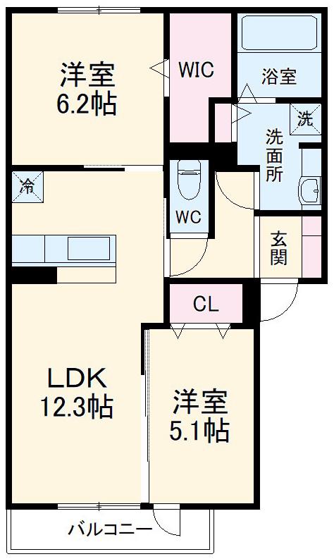 HOUSE S.YⅡ(2LDK/1階)の間取り写真