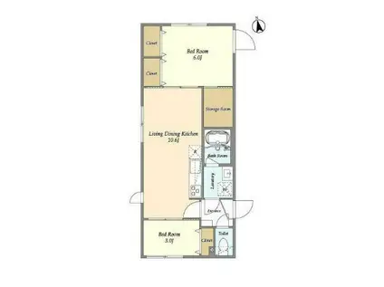 ウェルスクエア永福町(2SLDK/1階)の間取り写真