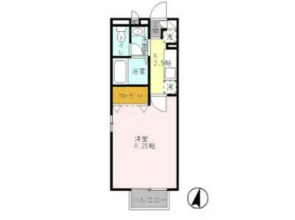 ヴィラウィステリア(1K/2階)の間取り写真