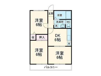 ハイツKS21B棟(3DK/2階)の間取り写真