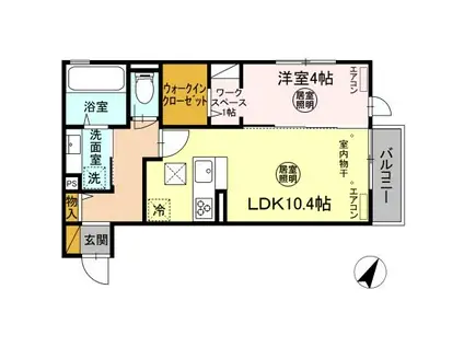 アヴァンス東台 A(1LDK/1階)の間取り写真