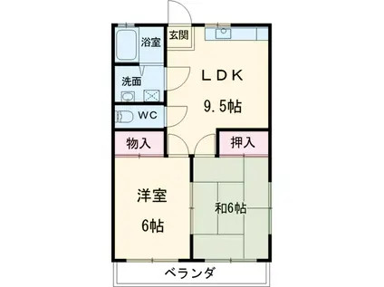 ハイツあたご(2DK/1階)の間取り写真