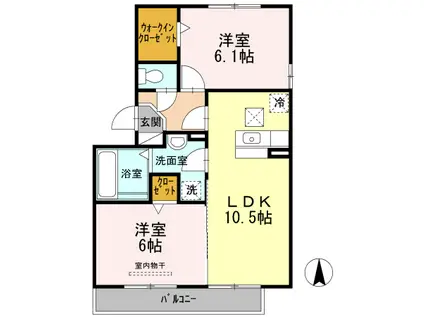グレースコート Ⅰ(2LDK/3階)の間取り写真