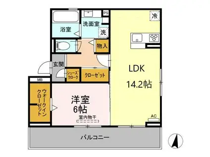 ベルフォレ豊田(1LDK/3階)の間取り写真