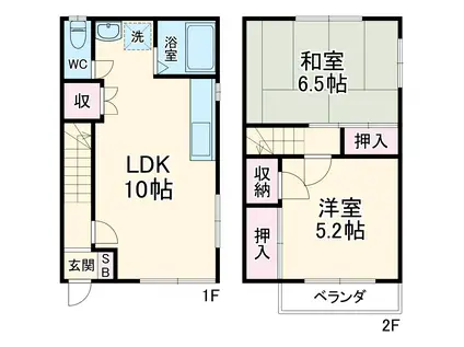 エスポワール藤ヶ谷(2LDK/1階)の間取り写真