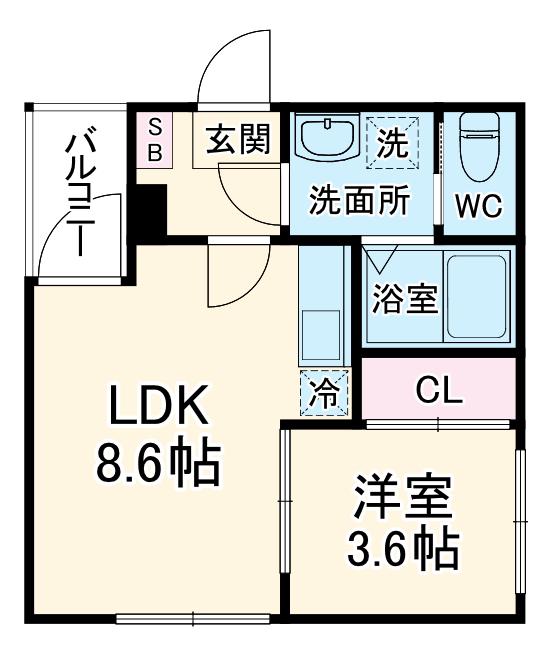 トワイライト上新庄(1LDK/3階)の間取り写真