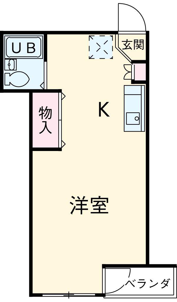ハイム岡安(ワンルーム/2階)の間取り写真
