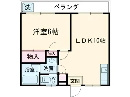 ビクトリーハイツ東峰(1LDK/2階)の間取り写真