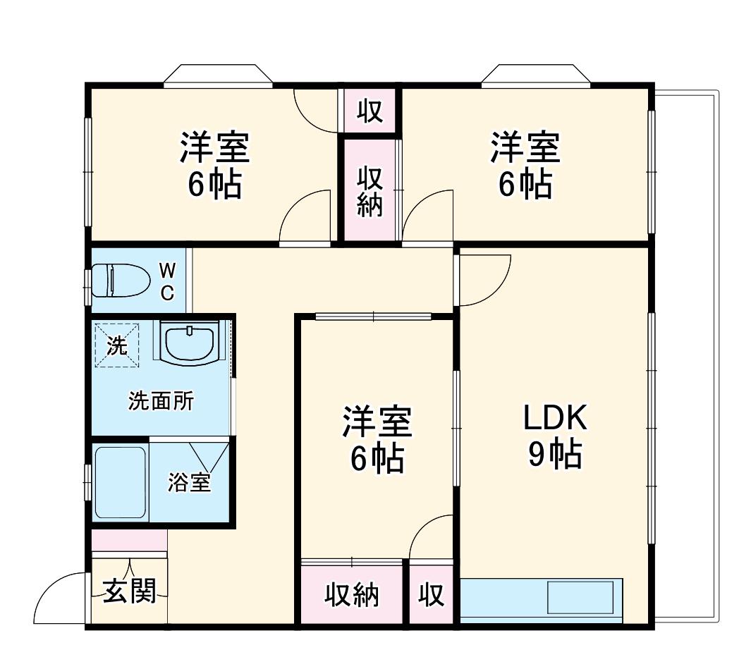 サンパレス池ヶ谷(3LDK/3階)の間取り写真