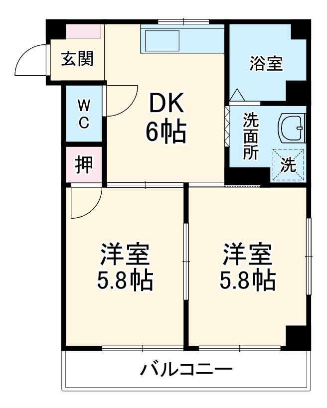 ハイツ東陽(2DK/3階)の間取り写真