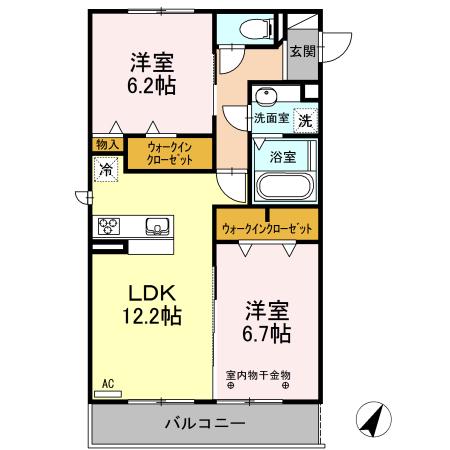 シエルコートⅤ(2LDK/2階)の間取り写真