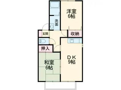 オーラルジュC(2DK/1階)の間取り写真