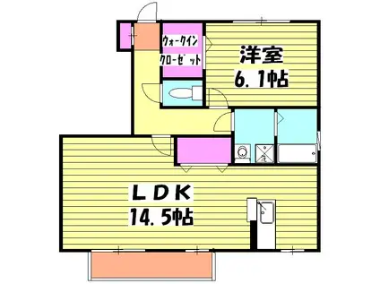 イーズフィールドB(1LDK/1階)の間取り写真