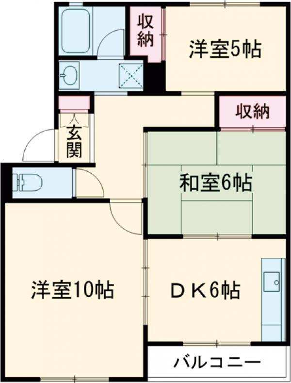 グランドハイツ御幸M(3DK/1階)の間取り写真