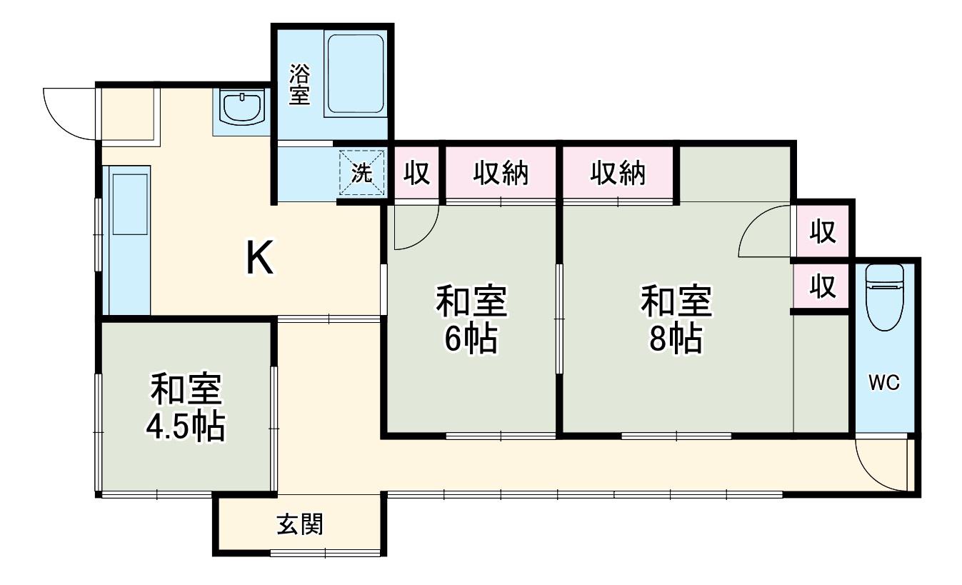 東海道本線 平塚駅 バス乗車時間：9分 中原下宿バス停で下車 徒歩3分 1階建 築56年(3K)の間取り写真