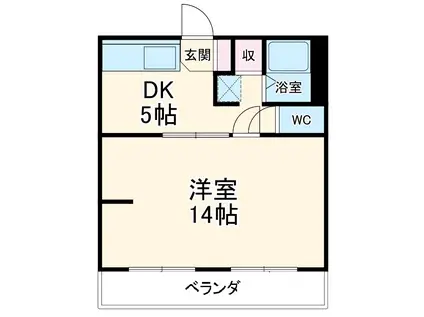 カーサ徳寿(1DK/2階)の間取り写真