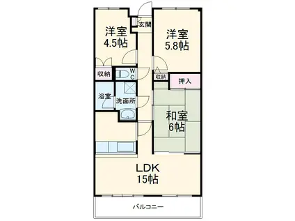 第2三恵マンション(3LDK/1階)の間取り写真