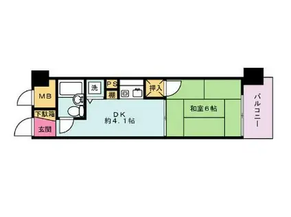 ライオンズマンション川崎大師第2(1DK/4階)の間取り写真
