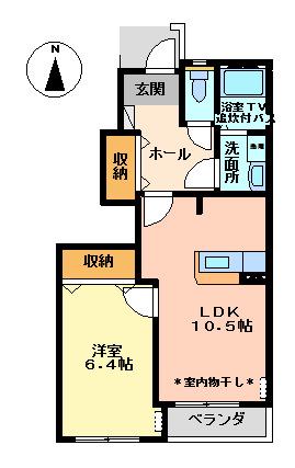 ボンヌール(1LDK/1階)の間取り写真