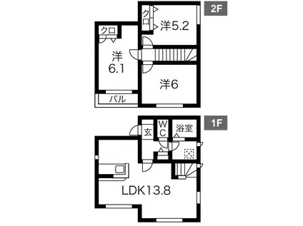 日光線 鹿沼駅 徒歩67分 2階建 築8年(3LDK)の間取り写真