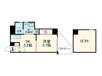 TS SQUARE天神橋(1DK/4階)の間取り写真