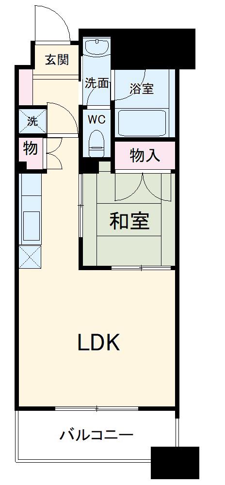 高砂ハイツ高崎西口(1LDK/10階)の間取り写真
