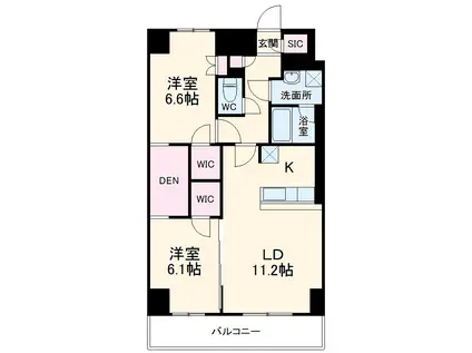 サンライズ宇都宮(2LDK/10階)の間取り写真