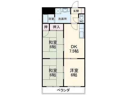 ホワイトウィング大野(3DK/5階)の間取り写真