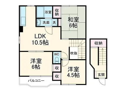 フレイジェⅠ(3LDK/2階)の間取り写真