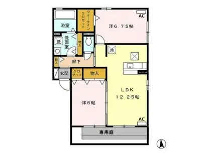 パル A(2LDK/1階)の間取り写真