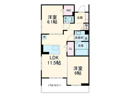 武蔵野線 吉川美南駅 徒歩13分 3階建 築3年(2LDK/2階)の間取り写真