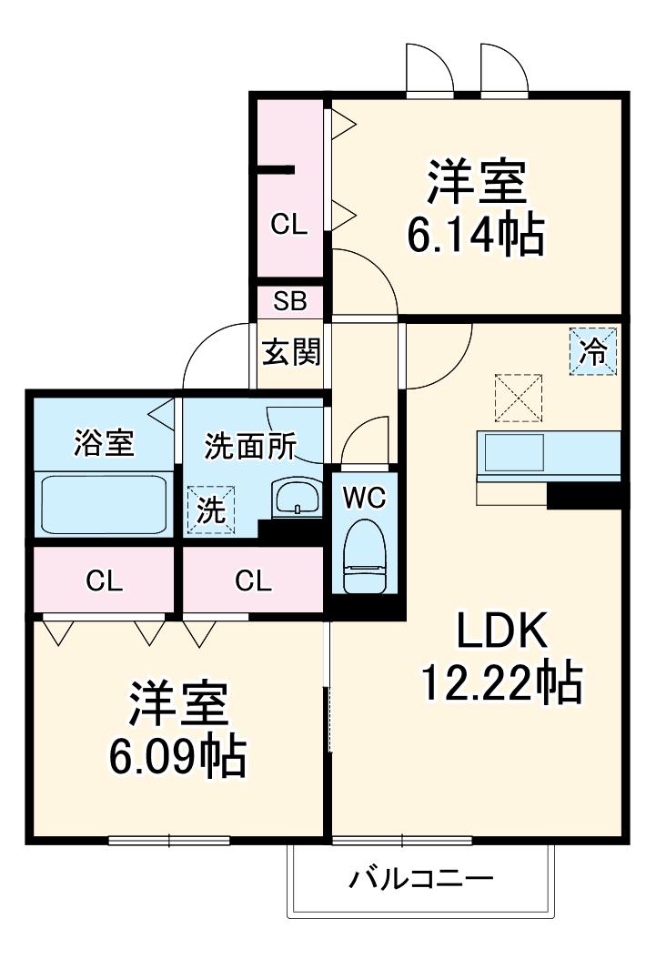 ドエルSEN Ⅰ(2LDK/1階)の間取り写真