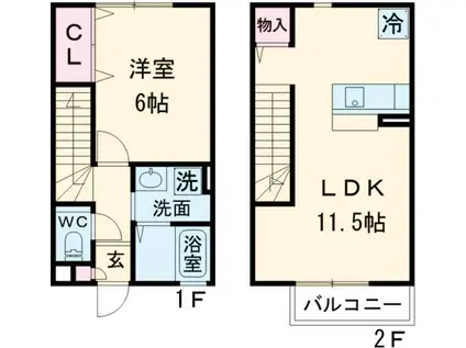 ルメルシェ(1LDK)の間取り写真