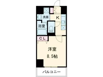 レジディア国立2(1K/4階)の間取り写真