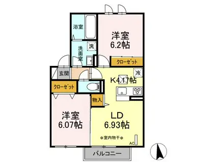 ドエルSEN Ⅰ(2LDK/1階)の間取り写真