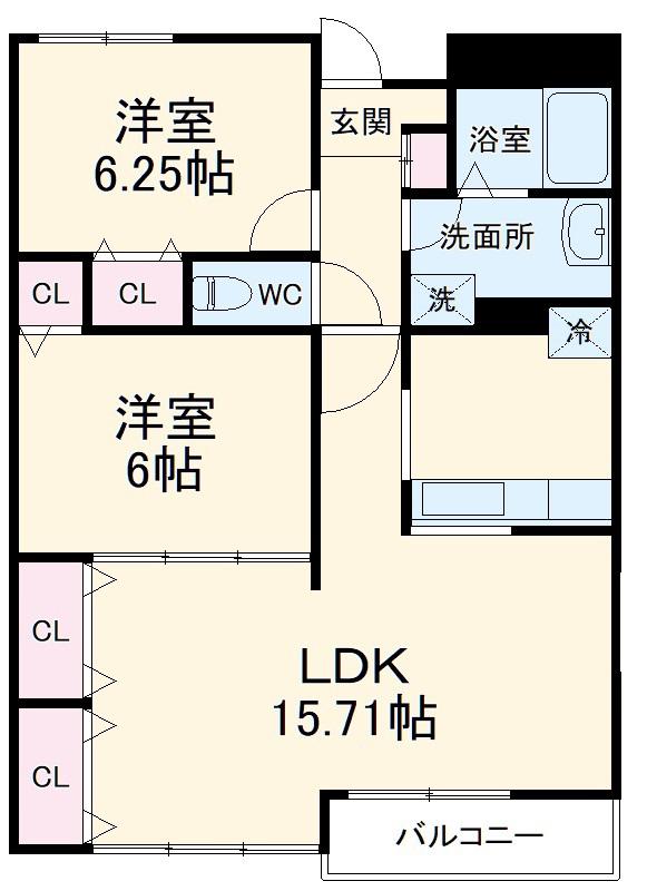 オーシャンズ11(2LDK/2階)の間取り写真